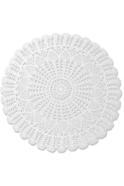 Generic Brand Piece - Woven Tablecloth - 95cm White Round Cotton Hand-Crochet...