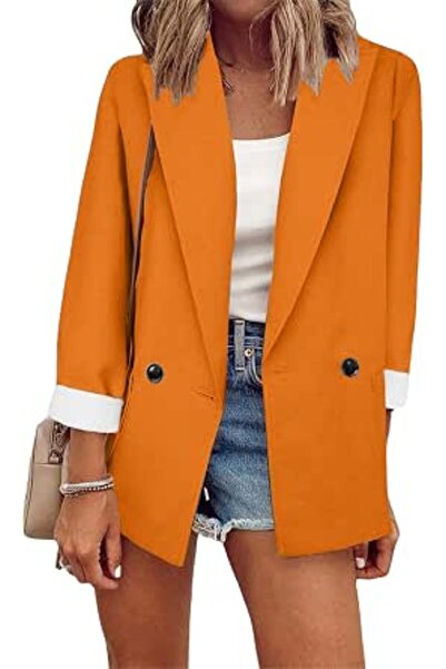 GENERAL Women's Casual Lapel Long Sleeve Blazer Open Front Work Office Jacket...