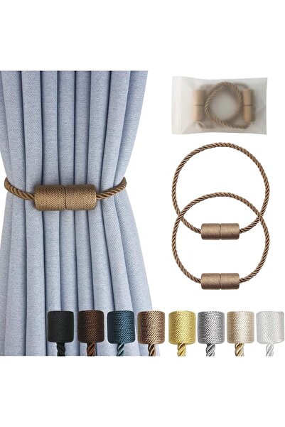 GENERAL Magnetic Curtain Tiebacks 2 Pack Beige Curtain Rope Tieback Curtain H...