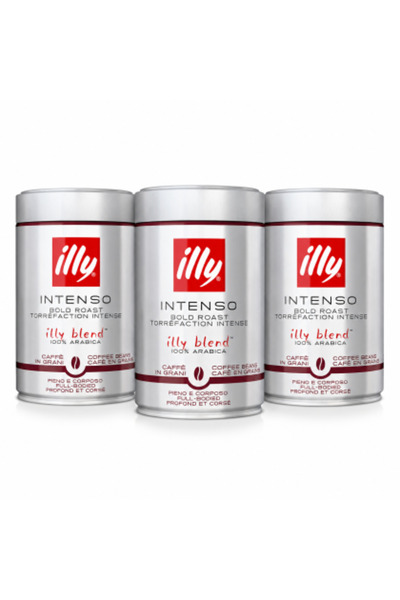 illy Set de 3 x Intenso, boabe de cafea, 100% Arabica, prăjire intensă, 250 g...