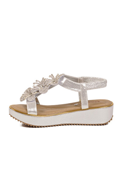 Voyager White Rubber Band Soft Comfortable Sole Patterned Glittery Women's Sa...