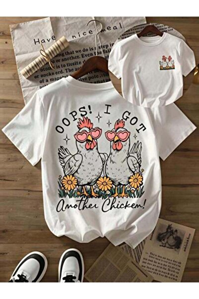 23ERVA Cute Chicken, Women's Oops I Got Another Chicken Design, Pure Cotton T...