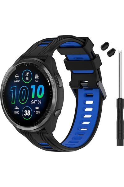 GENERAL حزام متوافق مع ساعة Garmin Forerunner 965 - حزام ساعة بديل من السيليك...