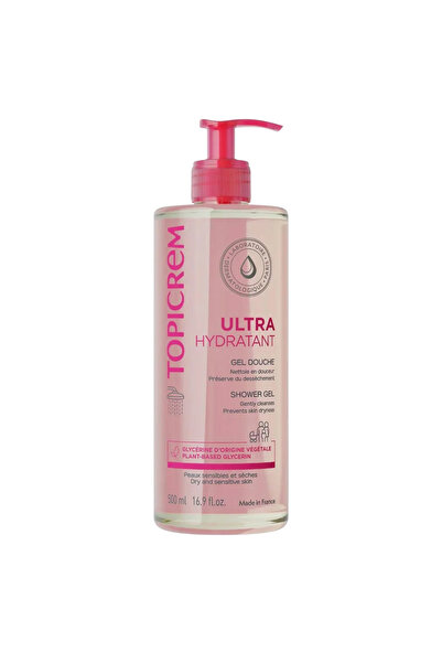 Topicrem Ultra Hidratant, Curățare și Catifelare, Gel de Duș, Sensibil, 500 ml