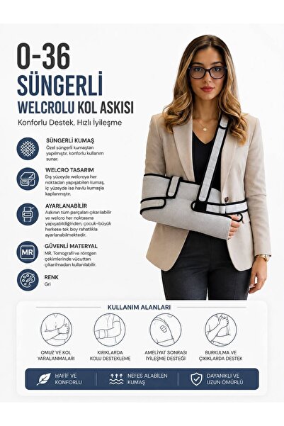 Eom Kol Askısı I Süngerli Welcrolu Kol Askılı I Ayarlanabilir Kol Askısı