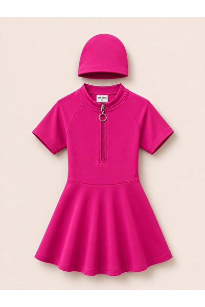 mikam Enn New Season Short Sleeves Zippered Jumpsuit Swimsuit with Skirt and ...