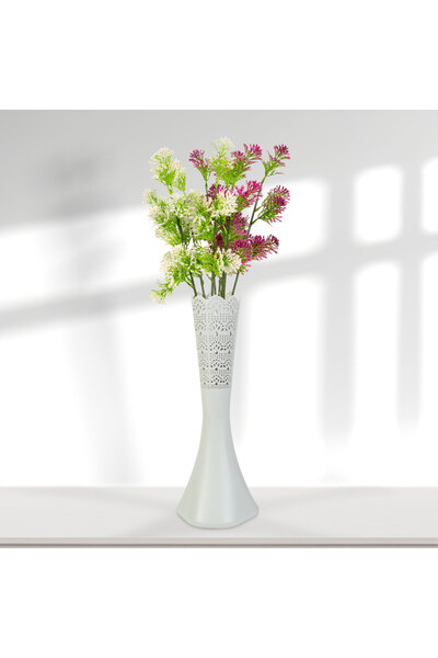 Alista Home Vază decorativă albă de 40 cm, cu design modern tăiat cu laser, p...