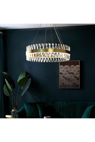 RFAN Candelabru LED RFAN, Model 8832/400, Textură de cristal, Metal, 50W, Auriu