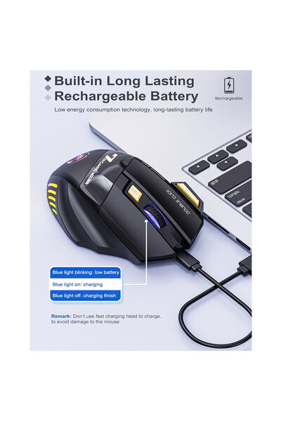 wiks 3200 DPI RGB Kablosuz Gaming Mouse Ergonomik Oyuncu Faresi USB Alıcılı Hassas Kontrol