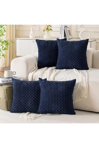 Cozoomy Set of 4 Grey Decorative Throw Pillow Covers 18x18 Inch Corduroy Pill...