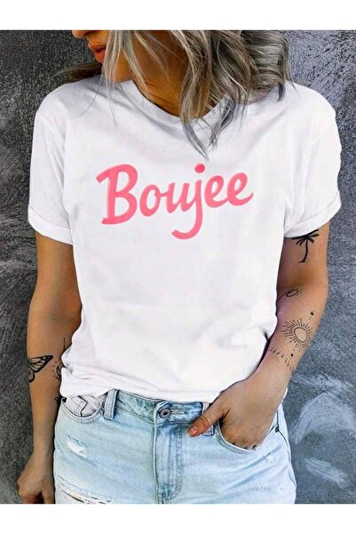 25W Boujee Pink Text Graphic Print Women's And Men's T-Shirt Short Sleeve Cas...