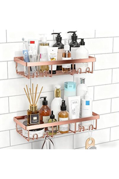 Moforoco Gold 5 Pack Shower Caddy Shelf Organizers Rack, Self Adhesive Black ...