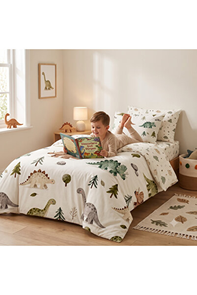 mirellestore Montessori Duvet Cover (100X200) and Elastic Sheet Set |   Dinosaurs