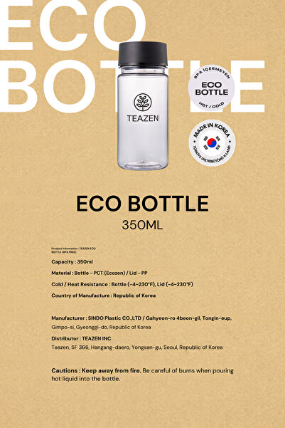 TEAZEN Soğuk ve Sıcak İçecek İçin Şeffaf Şişe Hot / Cold Eco Bottle BPA İçermez