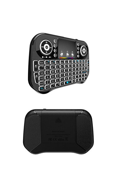 wiks RGB Aydınlatmalı Mini Kablosuz Klavye, Bluetooth + USB Alıcılı Touchpadli Akıllı TV Klavyesi