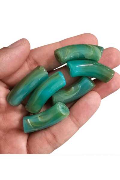 yiğit aksesuar 10 bucăți (9*32mm) 3 cm mărgele tubulare curbate verde petrol ...
