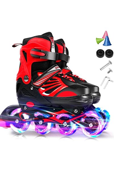 EACAM Adjustable Inline Skates Shoes for Kids, Illuminating Inline Skates wit...