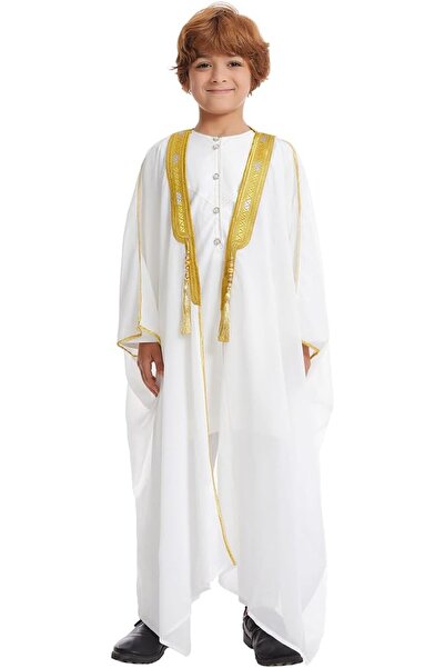FYMNSI Boys Robe Islamic Muslim Clothes Kimono Loose Abaya Long Sleeve Embroi...