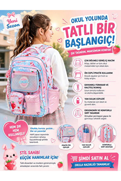 Chimola Dream Blue Blossom Okul ve Günlük Kullanım Çantası
