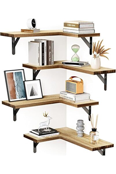 GENERAL Corner Floating Shelves, Set of 4 Corner Shelves Wall Mounted, Shelve...