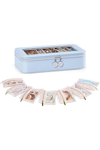 Lolalet 8 in 1 Travel Jewelry Case with Velvet Pouches, Clear Window Travel J...