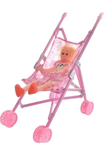 Toy Box Treasures صندوق ألعاب مع دمية طفل وعربة أطفال قابلة للطي، لعبة عربة أ...