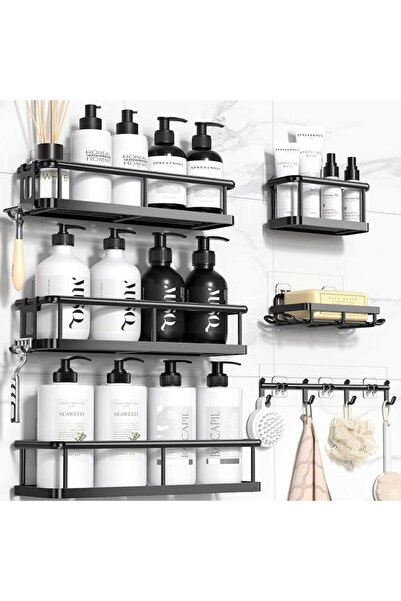 GENERAL Shower Caddy Organiser Set, 6-Piece Wall Mount Storage with Shelves, ...