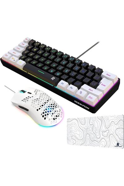 GENERAL مجموعة كيبورد وماوس العاب سلكية 60%، ماوس العاب RGB مريح وخفيف الوزن ...