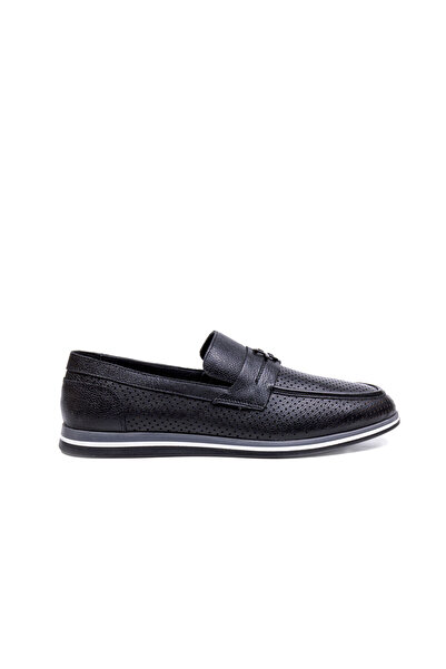 Vantaggio Altimore Black 100% Genuine Leather Men's Loafer Shoes