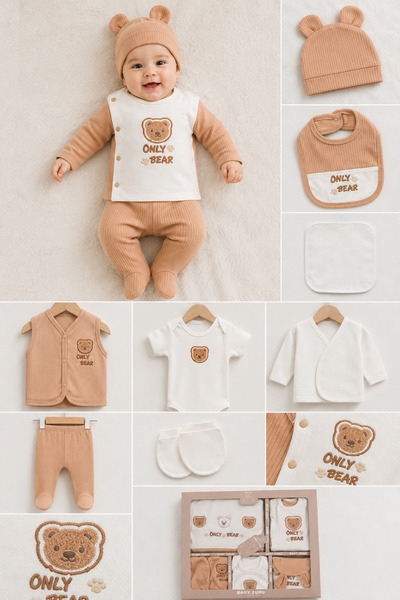 EDM Kidss 100% Cotton 10-Piece Newborn Hospital Discharge Set – Teddy Bear Pa...