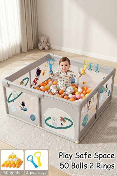Generic 1pc Stainless Steel Mesh Playpen 150 180cm Portable Gate 50 Balls Pul...