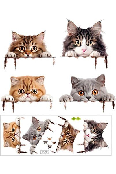Generic 4 PCS A Set Cat Removable Wall Stickers and Decals, Cat Themed Car Ac...