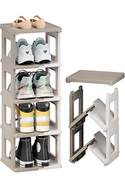 DURKU 5 Tiers Shoe Rack - Foldable Shoe Rack for Closet, Plastic Shoe Tower f...