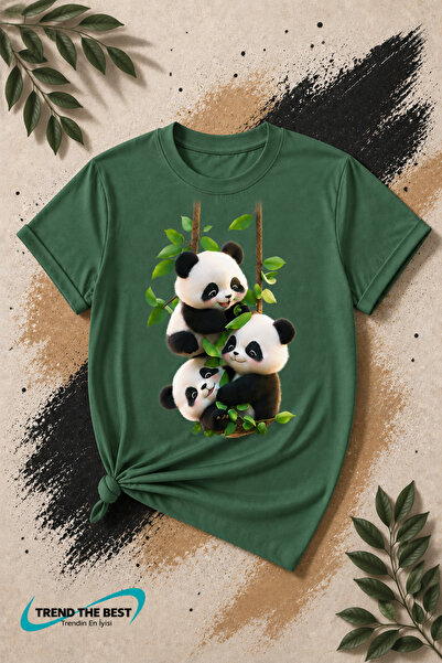 TREND THE BEST Trendin En İyisi Summer Triple Sweet Panda Printed Unisex Girl...