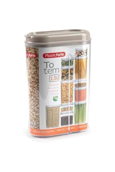 Generic Totem Multipurpose Canister - 1.5L - 8x15.5x23cm - Clear with Assorte...
