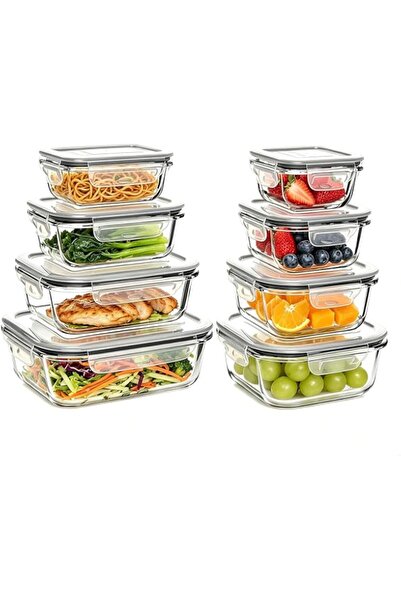 Generic 8 Pack Glass Food Storage Containers with Lids, Meal Prep Containers,...