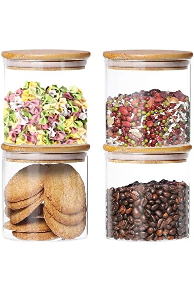 Generic 4 Pack Glass Jars with Airtight Bamboo Lids, Glass Kitchen Canisters ...