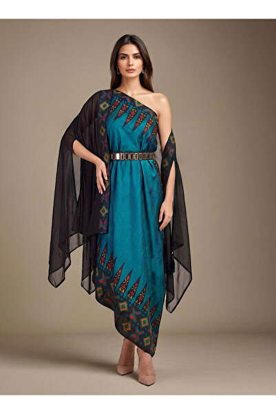 ECSTACY COUTURE ankara blu cape set