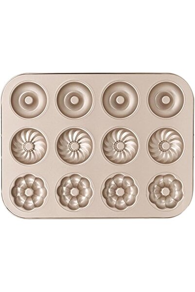Generic 12-Cavity Donut Pan, Non-Stick Carbon Steel Doughnut Bakeware for Ove...