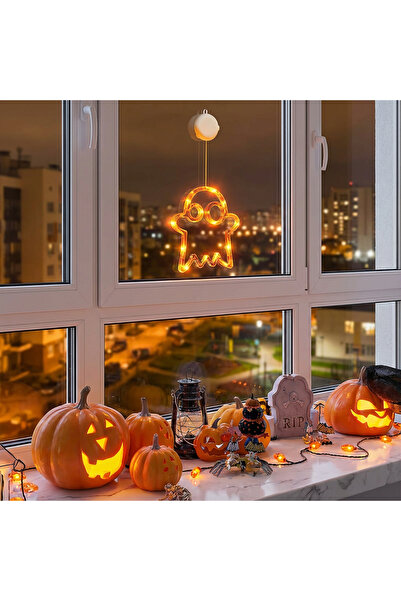 Alista Home Decorațiune luminoasă de Halloween, fantomă, ventuză, 12 LED-uri,...