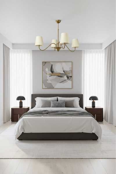 BSA LIGHTING MİRA 4'LÜ ESKİTME MODERN AVİZE (KREM KONİK ABAJURLU) E27 DUYLU K...