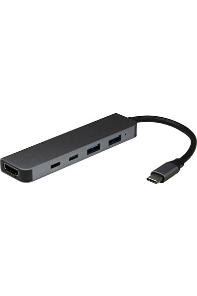 Inter-Tech Διανομέας USB 5 Θυρών USB 3.2 με Σύνδεση USB-C Γκρι
