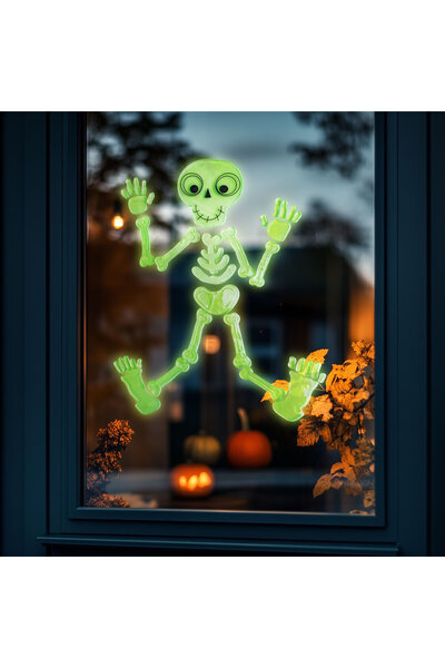 Alista Home Decorațiune de Halloween pentru fereastră, fosforescentă, schelet...