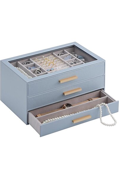 Lolalet Jewelry Box Organizer with Clear Window, Large Jewelry Storage Case w...