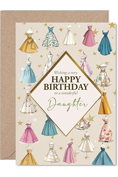 GENERAL بطاقة عيد ميلاد الأم - فساتين بتصميم عتيق - بطاقة عيد ميلاد سعيد للأم...