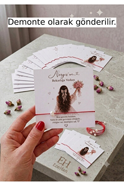 25 adet bekarliga veda , bride to be hediyesi şans bilekliği ( kisisellestirilebilir)