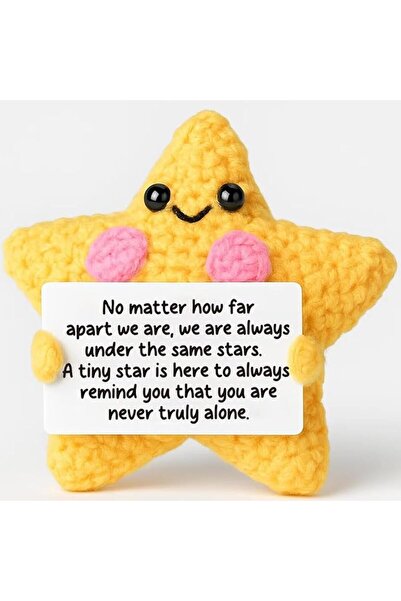 KASTWAVE Positive Crochet Star Gift, Handmade Pocket Star Doll with Affirmati...
