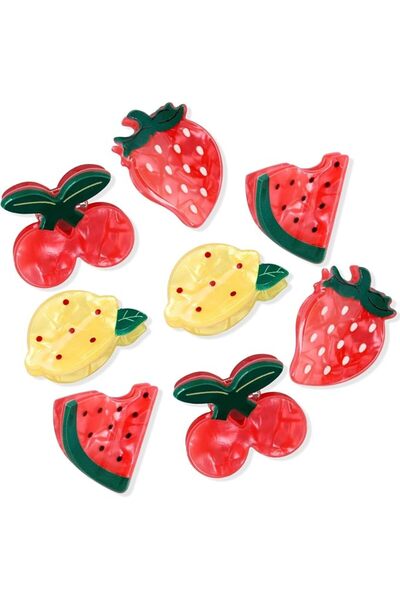 KASTWAVE 8 Pcs Mini Fruit Hair Claw Clips for Women Girls, Cherry Strawberry ...