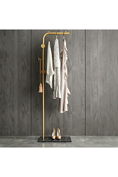 VUCATIN Freestanding metal coat rack with 3 hooks; metal coat rack with a nat...