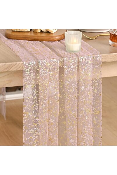 Artoid Mode Black Gold Gauze Table Runner, 25x120 Inch Glitter Metallic Foil ...